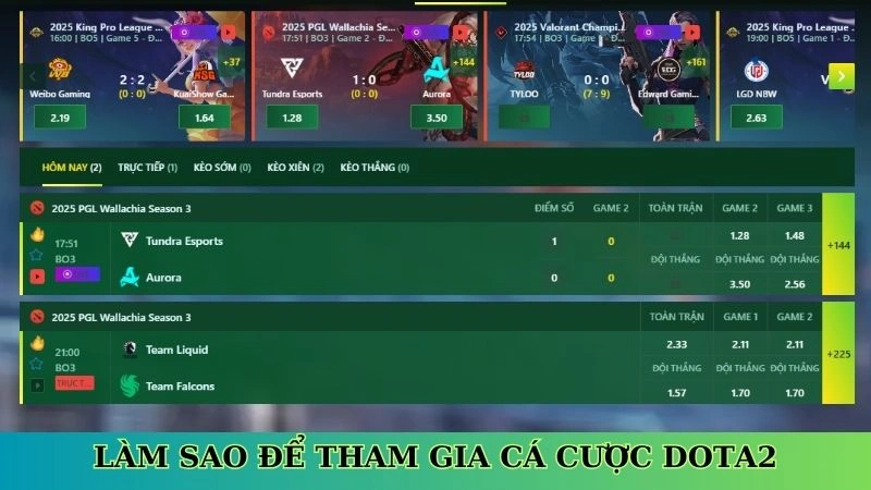 Làm sao để tham gia cá cược Dota2